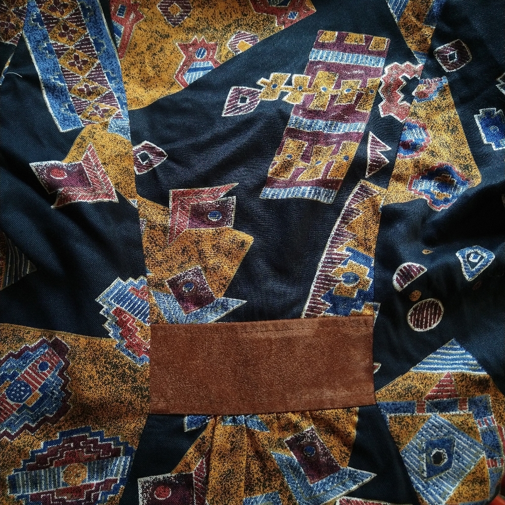 Vintage Southwestern Fleece Vest Orange Geometric Pattern Oversized Sleeveless Jacket